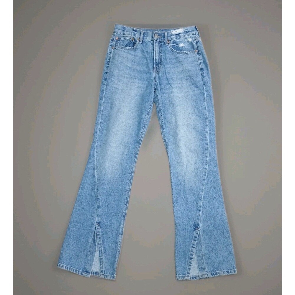 ​American Eagle 90s Bootcut Jeans Women Sz 6 Reg High Rise Distressed Split Hem
